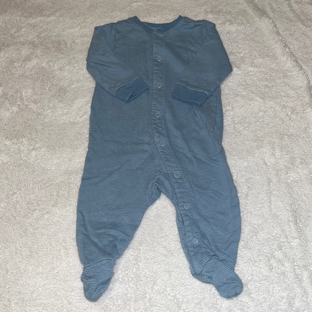 (2 for $10) blue striped footie/ sleeper